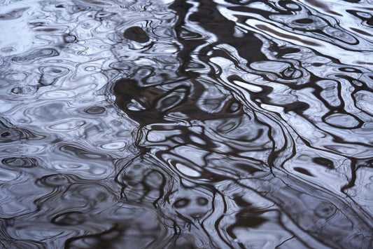 Mystic black and white photography print water ripples 