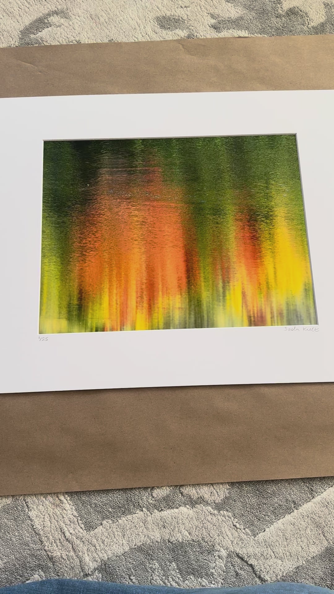 photography print in mat board blurred colors orange green yellow video 