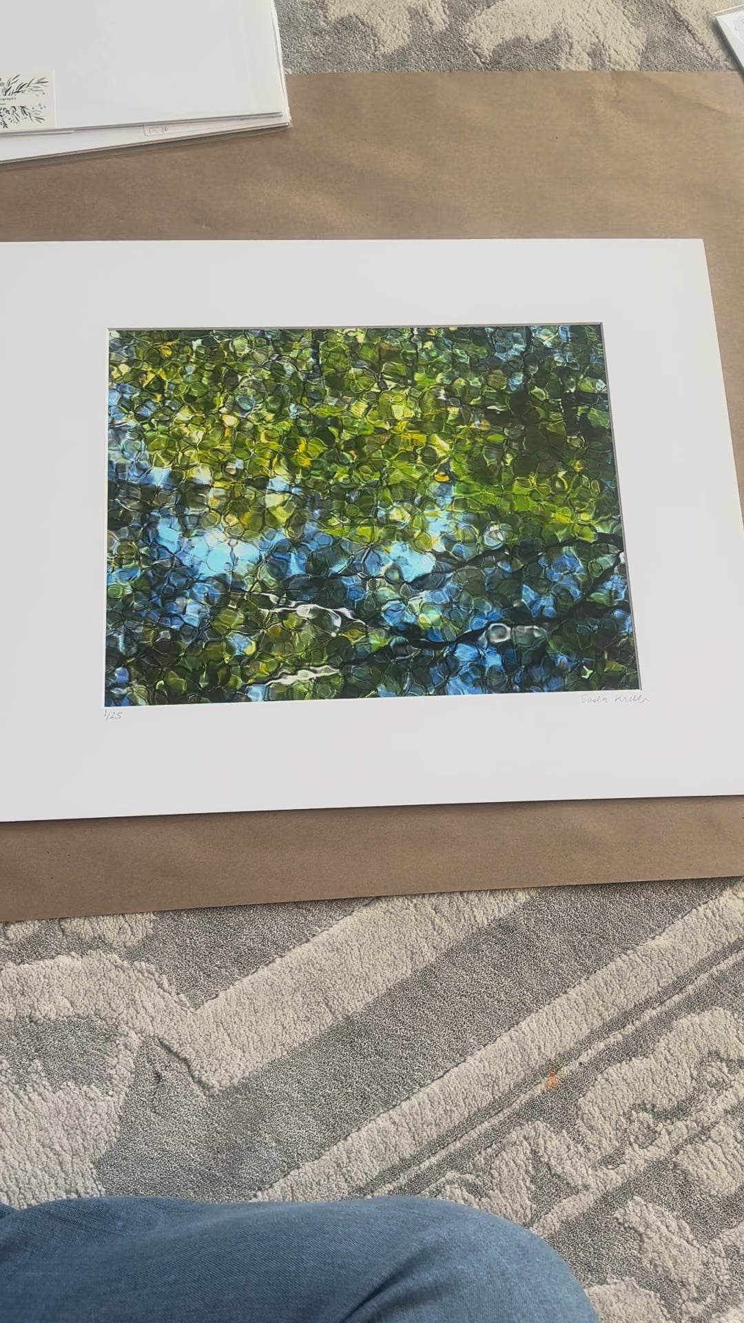 upper mystic lake green leaf photography print in mat board video